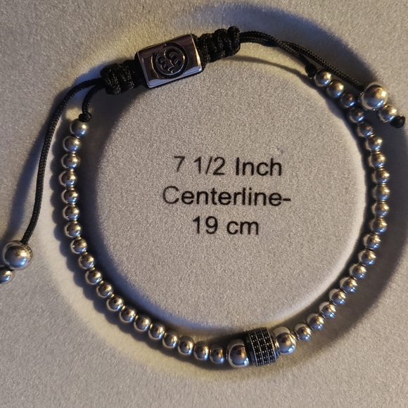 Silver Handcrafted Bracelet with Black Rhinestone Accent Bead - Picture 8 of 8